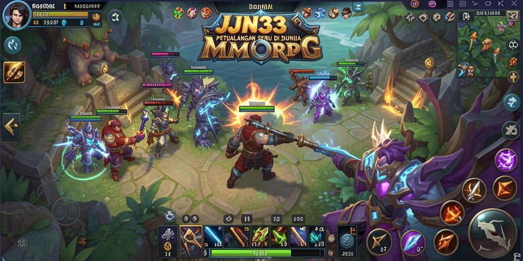 Screenshot gameplay JIN33 menampilkan eksplorasi dunia MMORPG yang menarik.