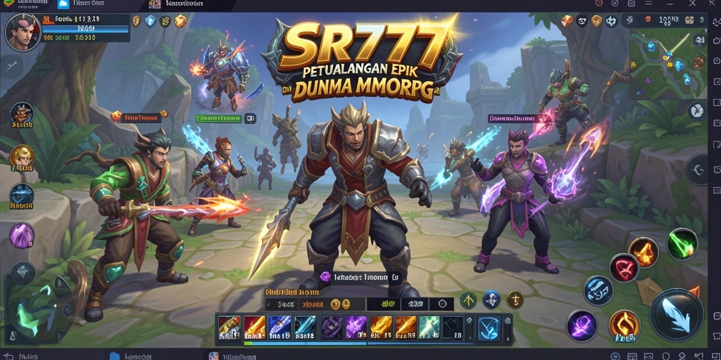 Tangkapan layar gameplay SR777 yang menampilkan pertarungan epik di dunia MMORPG.